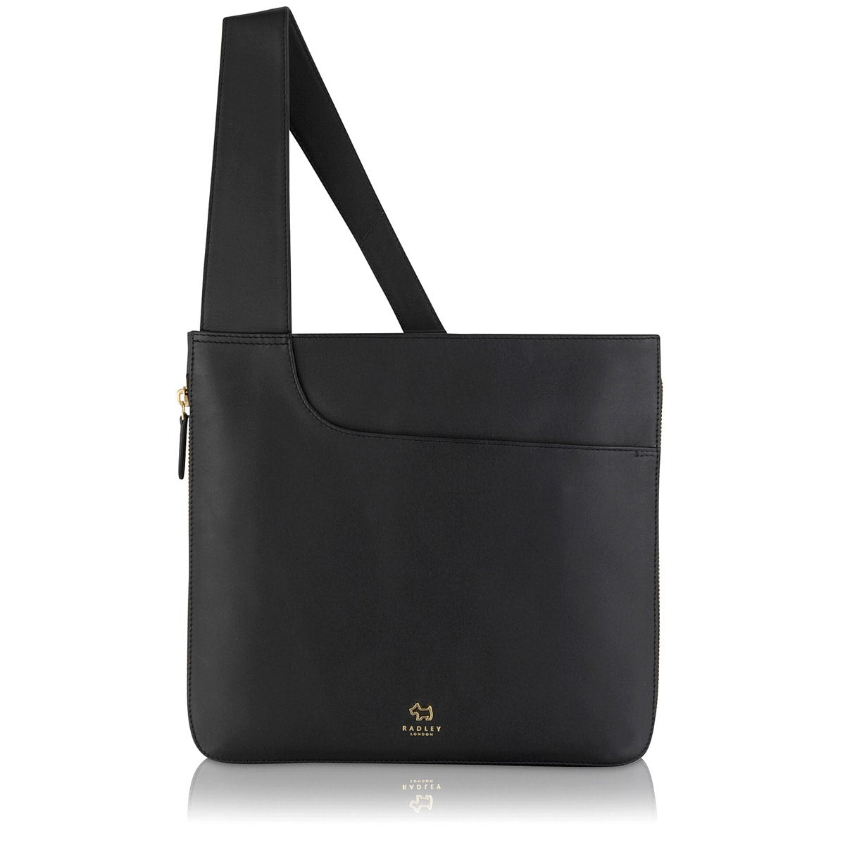 Pockets Leather Large Zip Around Crossbody Bag in Black - 10238