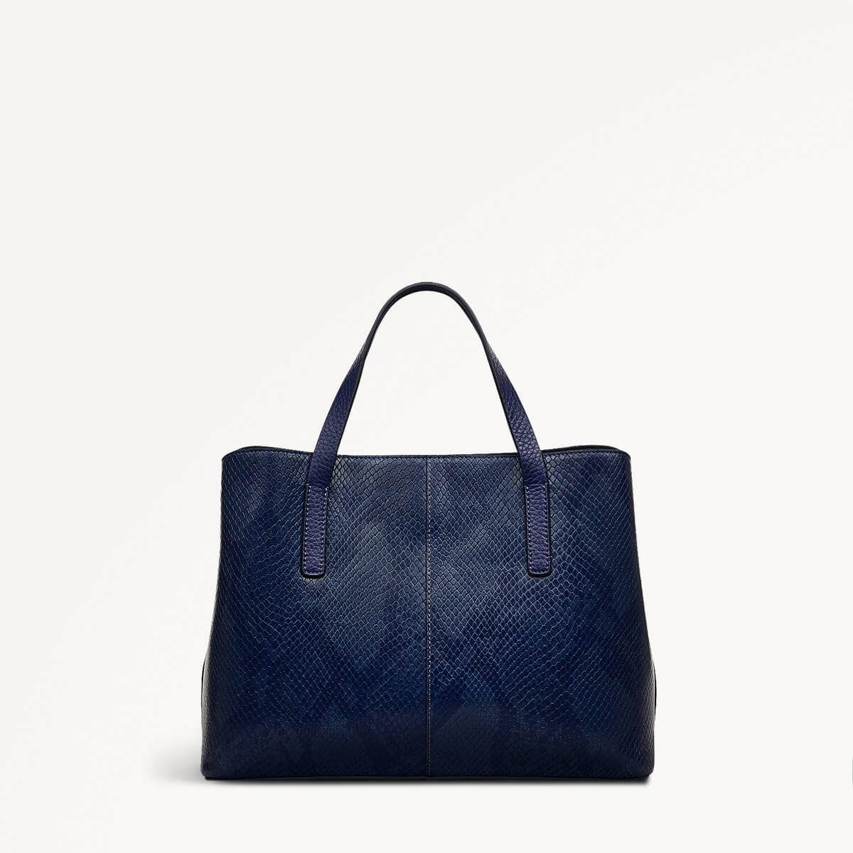 Dukes Place Leather Medium Ziptop Grab Bag in Evenfall - 110155