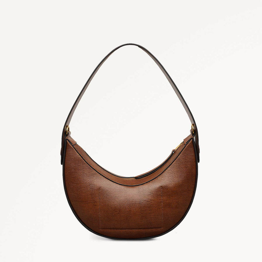 The Kensal Leather Small Ziptop Shoulder Bag in Saddle - 110167