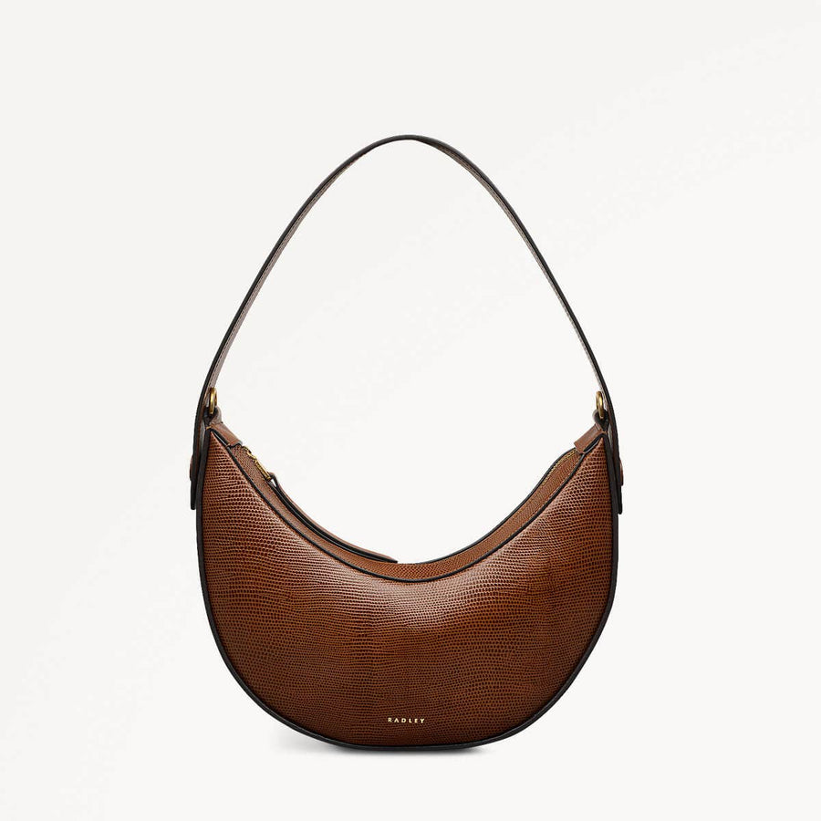The Kensal Leather Small Ziptop Shoulder Bag in Saddle - 110167