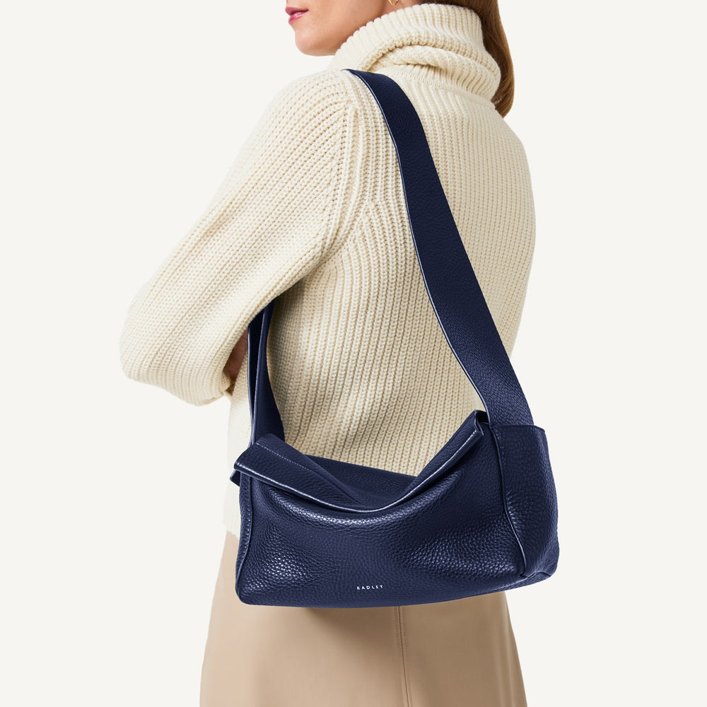 De Beauvoir Leather Medium Ziptop Shoulder Bag in Evenfall - 110168