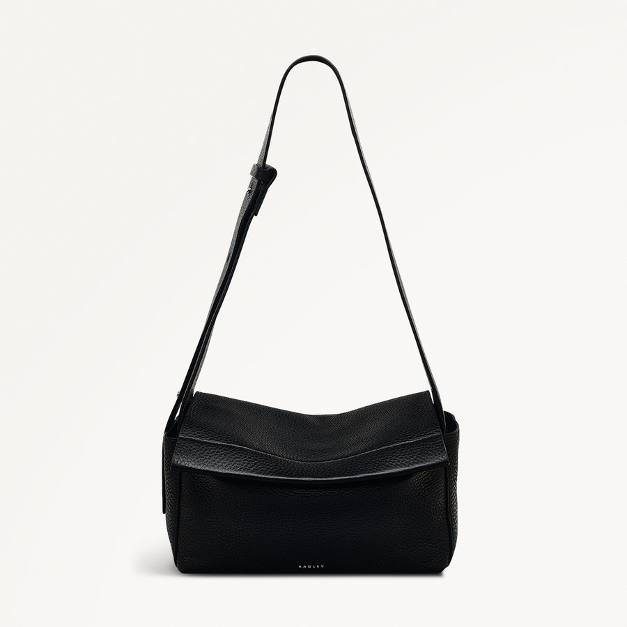 De Beauvoir Leather Medium Ziptop Shoulder Bag in Black - 110169
