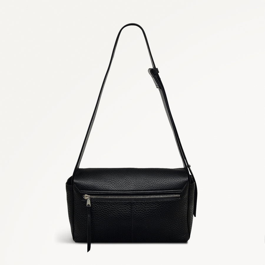 De Beauvoir Leather Medium Ziptop Shoulder Bag in Black - 110169