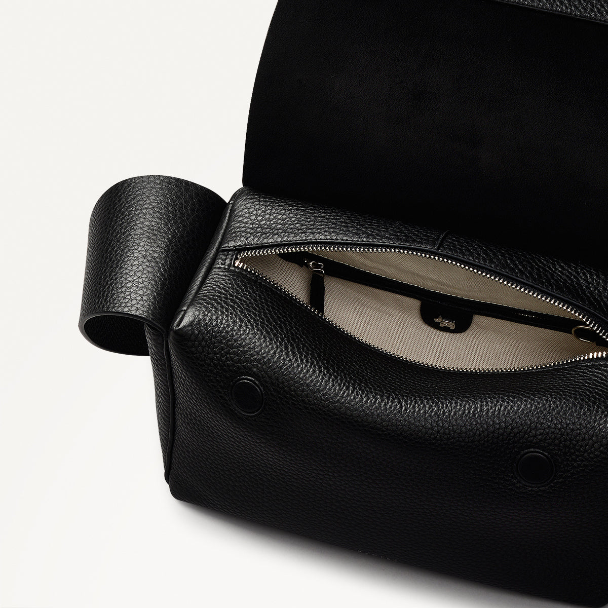 De Beauvoir Leather Medium Ziptop Shoulder Bag in Black - 110169