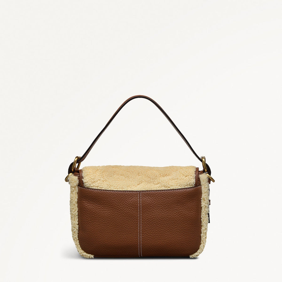 Grafton Street Leather Small Flapover Crossbody Bag in Natural - 110176