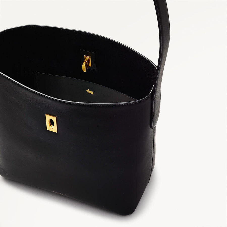 Threadneedle Street Leather Open Top Shoulder Bag in Black - 110178