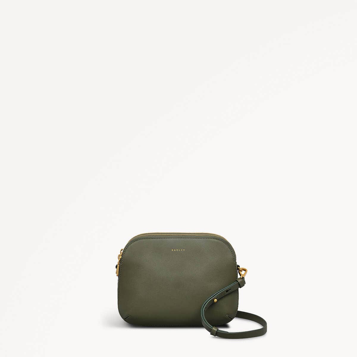 Dukes Place Leather Medium Ziptop Crossbody Bag in Dark Olive - 110181