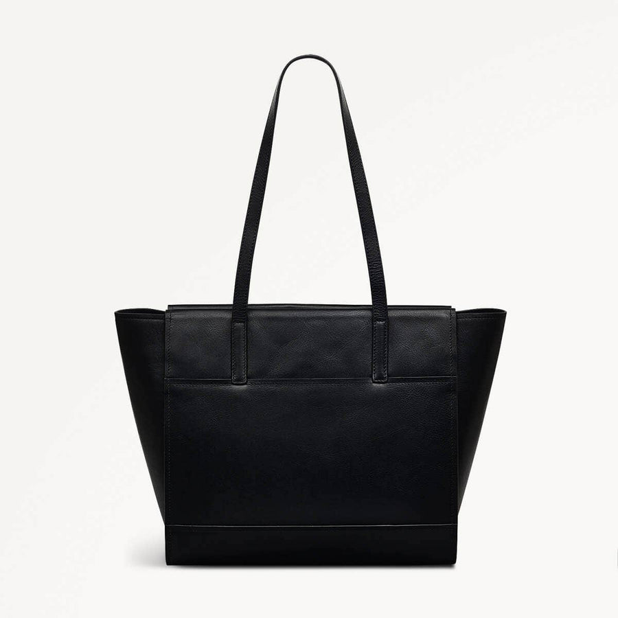 Drapers Road Leather Large Open Top Tote Bag in Black - 110201