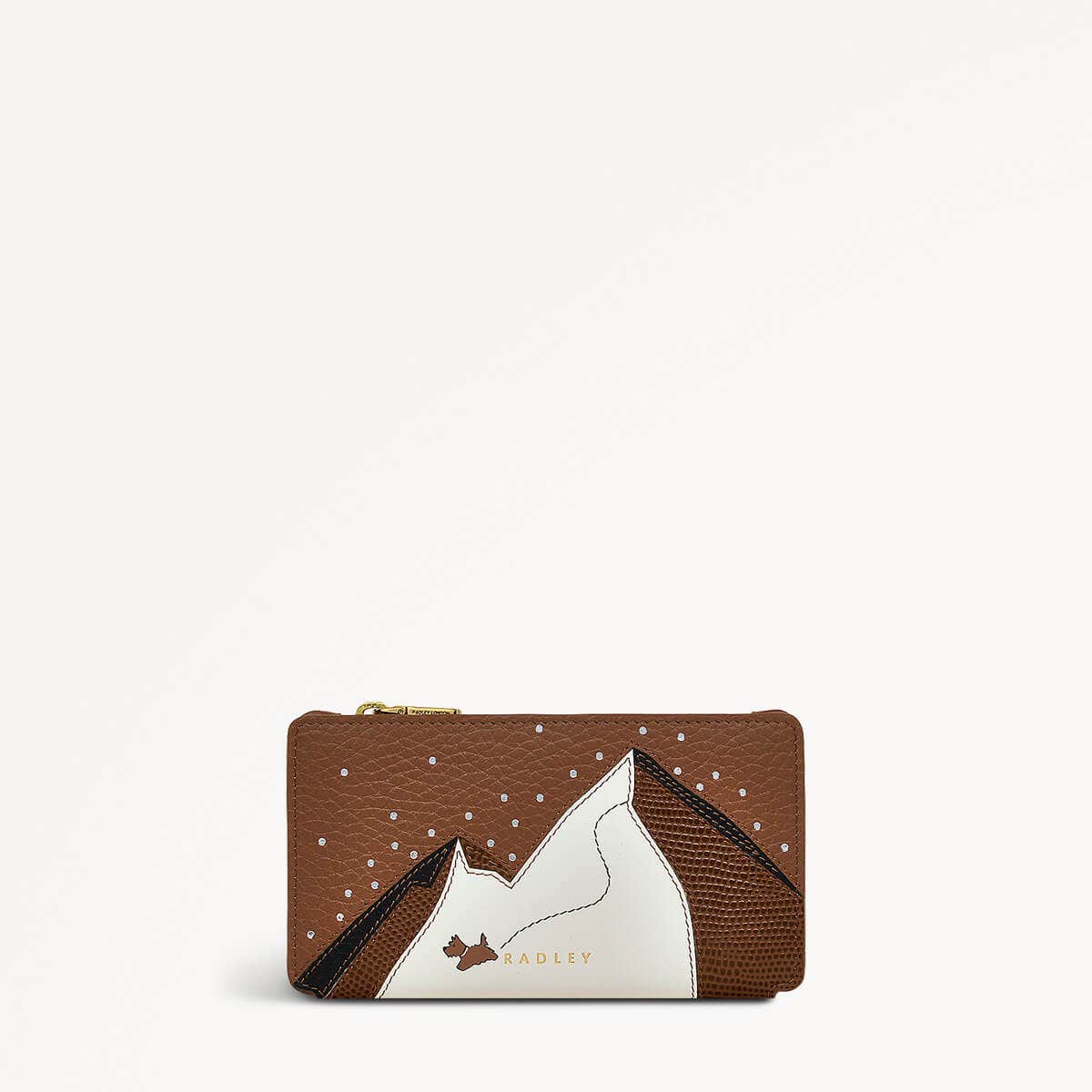 Mountain Wanderers Leather Medium Ziptop Wallet in Saddle - 110224