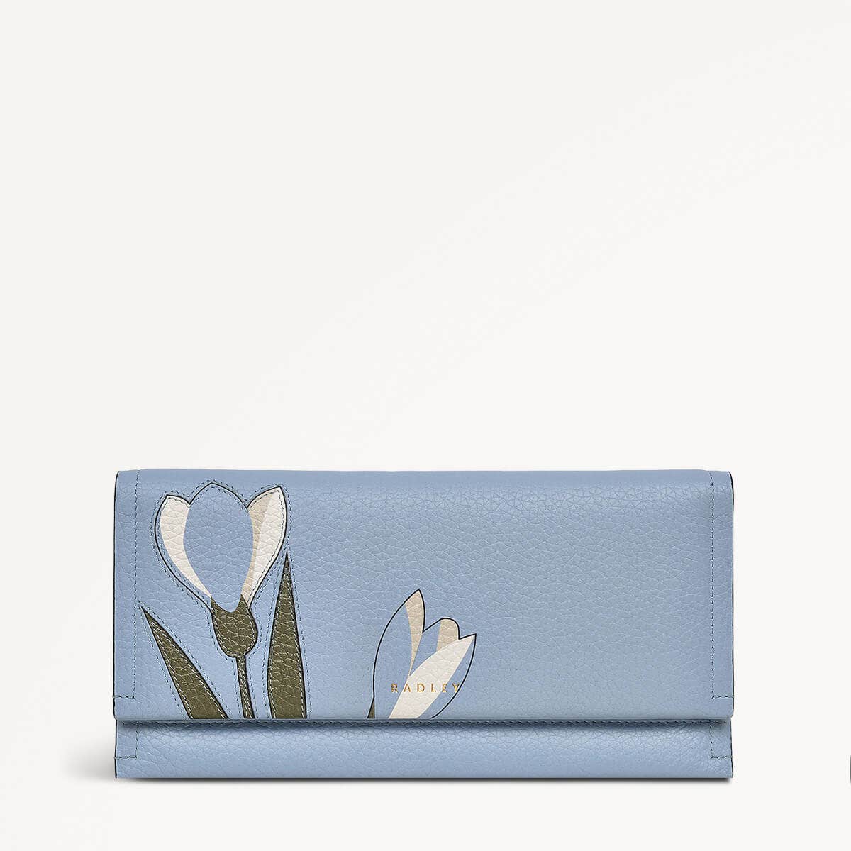 Oak Street Leather Large Flapover Wallet in Smoke Blue - 110230