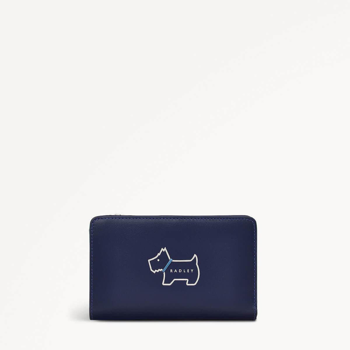 Heritage Dog Outline Leather Medium Bifold Wallet in Evenfall - 110238