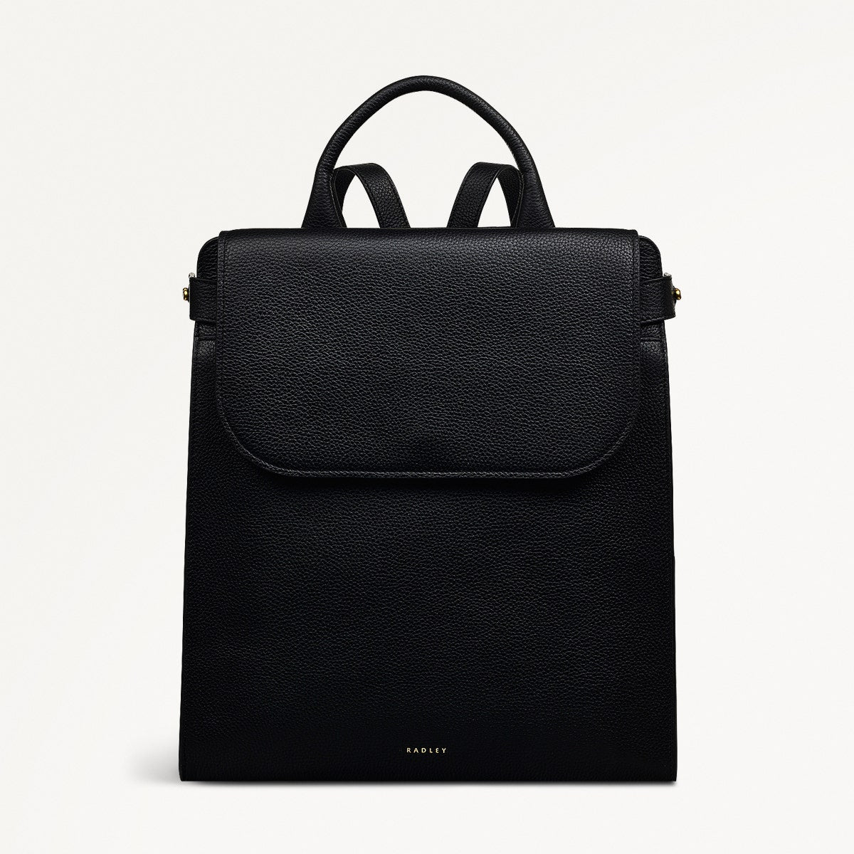 Black Leather Flapover Backpack | The Rathbone SS25