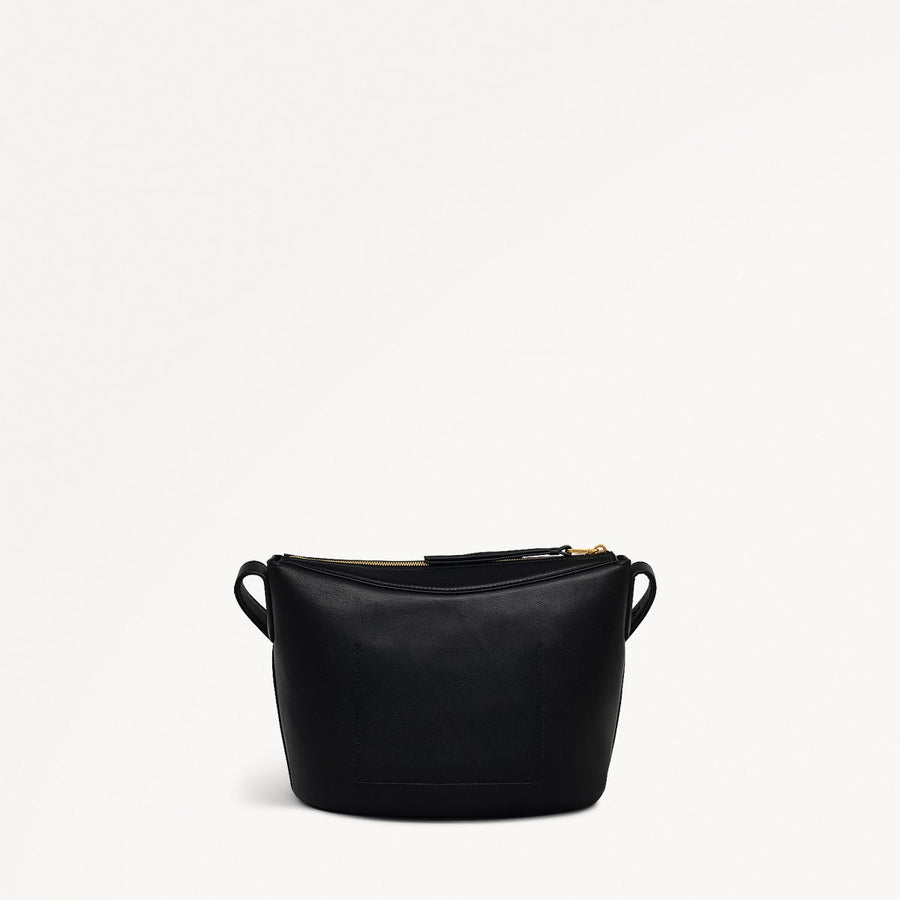 The Kensal Leather Small Ziptop Crossbody Bag in Black - 110292