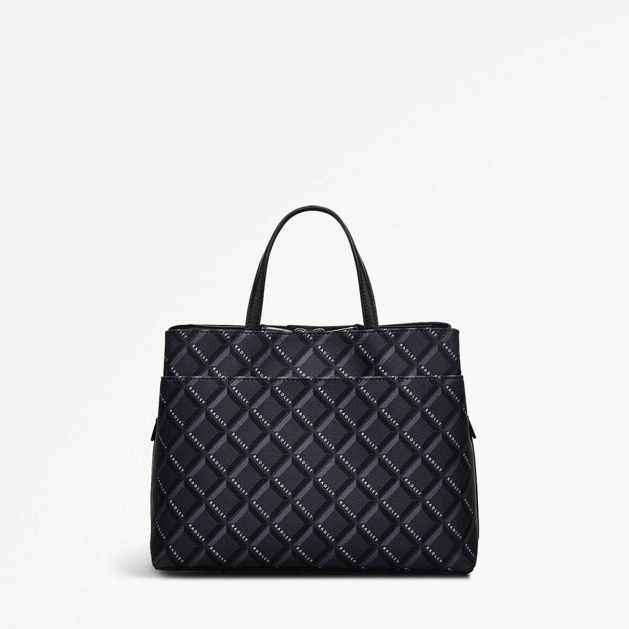 Southwell Gardens Fabric Medium Ziptop Grab Bag in Black - 110296