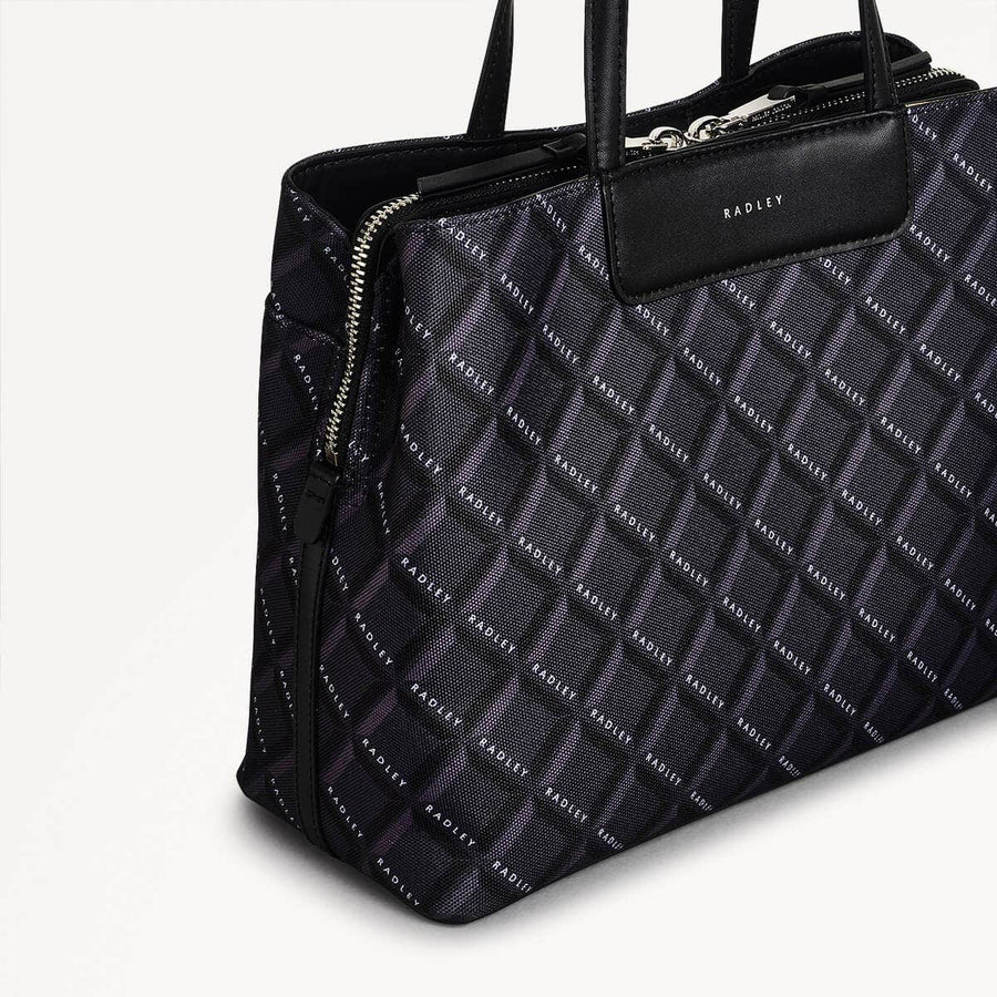 Southwell Gardens Fabric Medium Ziptop Grab Bag in Black - 110296