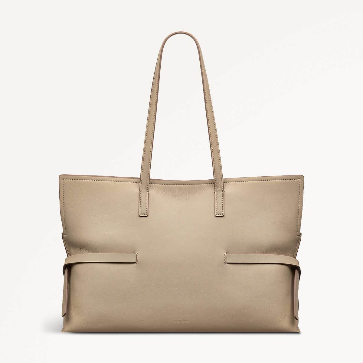 Fleet Street Leather Medium Open Top Tote Bag in Stone - 110303