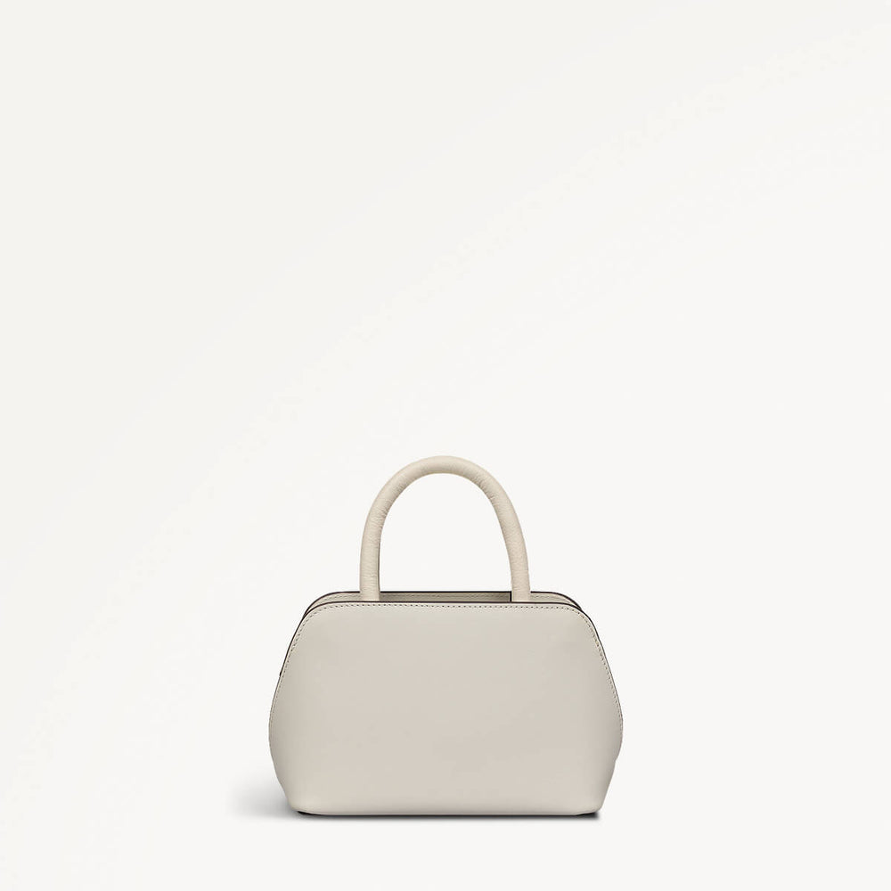 Valentines SS25 Leather Small Ziptop Grab Bag in Chalk - 110320