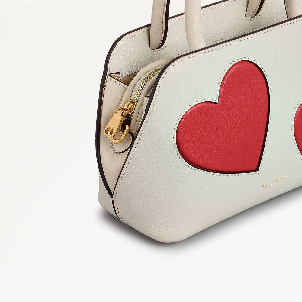 Valentines SS25 Leather Small Ziptop Grab Bag in Chalk - 110320