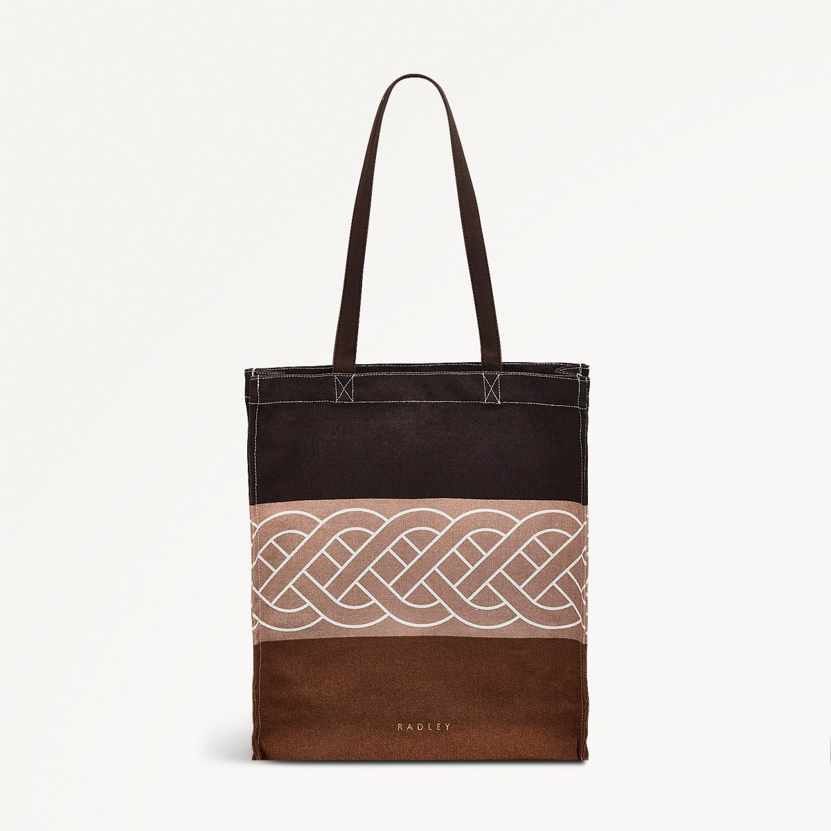 Stripe Fabric Top Tote Dark in Dark Oak - 110328
