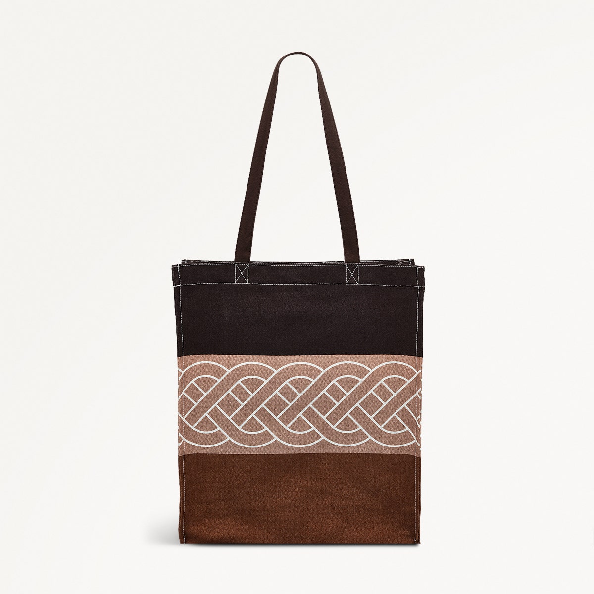 Stripe Fabric Top Tote Dark in Dark Oak - 110328