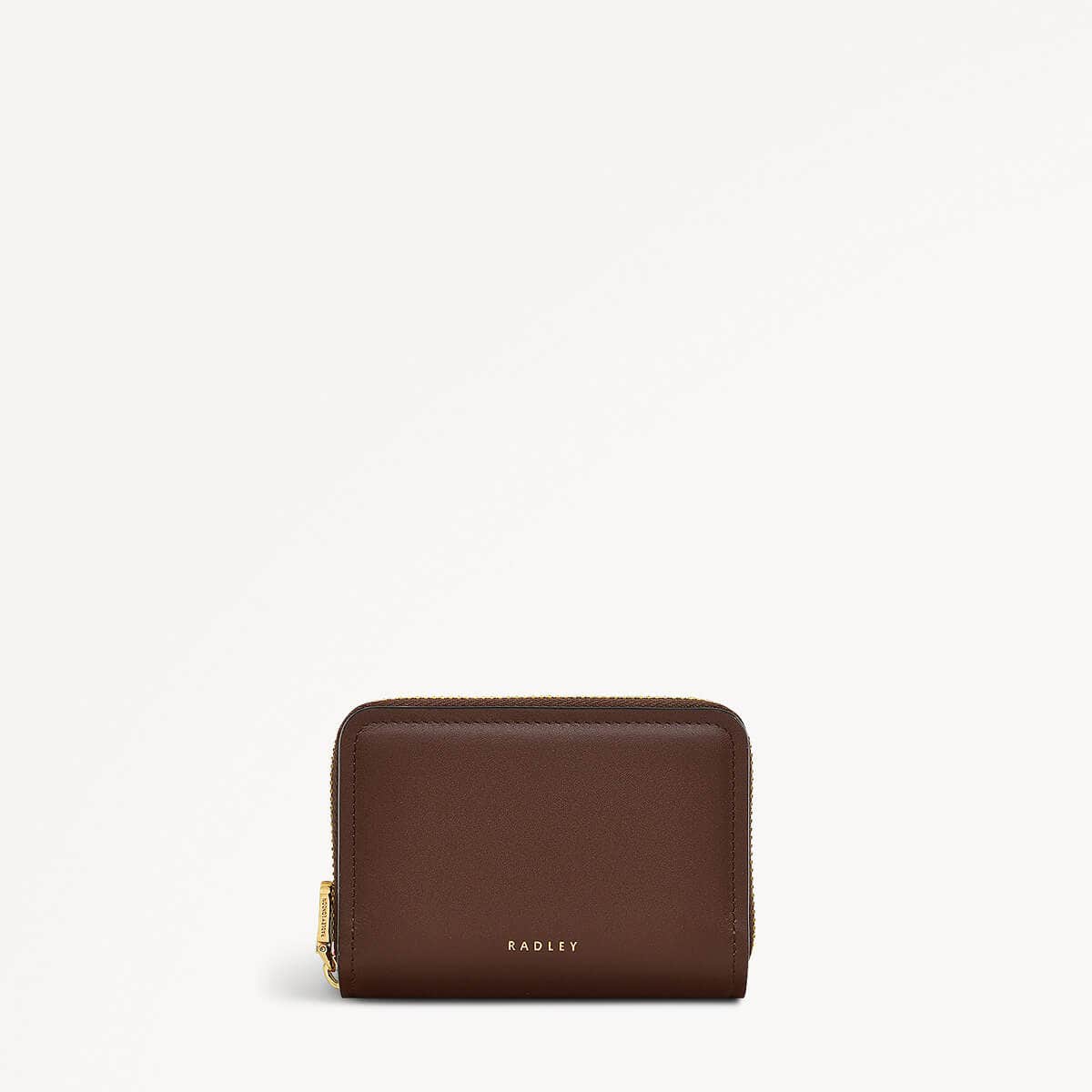 Bow Street Leather Small Zip Around Wallet in Walnut - 110364