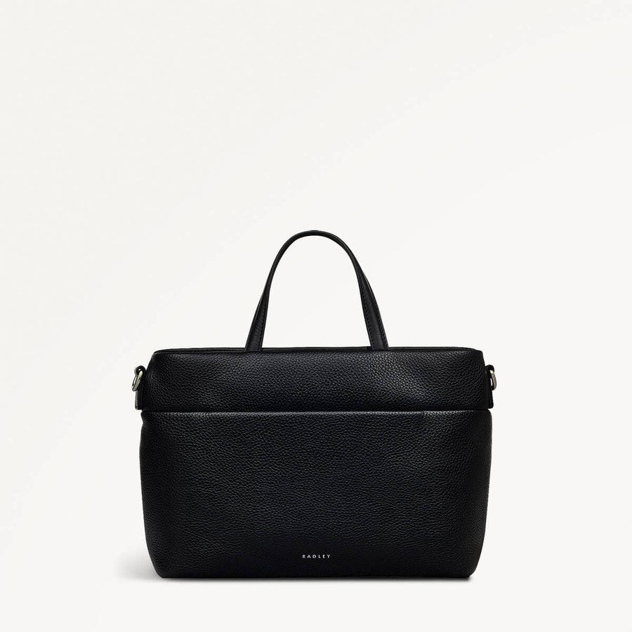 Sunny Dene Leather Small Ziptop Grab Bag in Black - 110391
