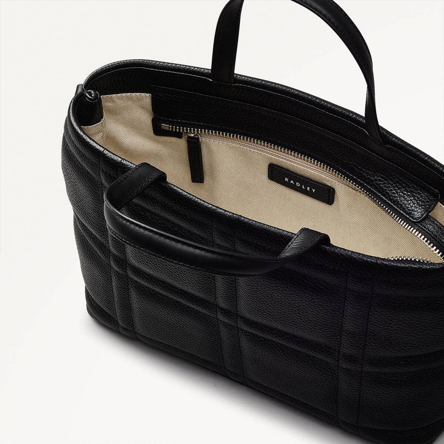 Sunny Dene Leather Small Ziptop Grab Bag in Black - 110391