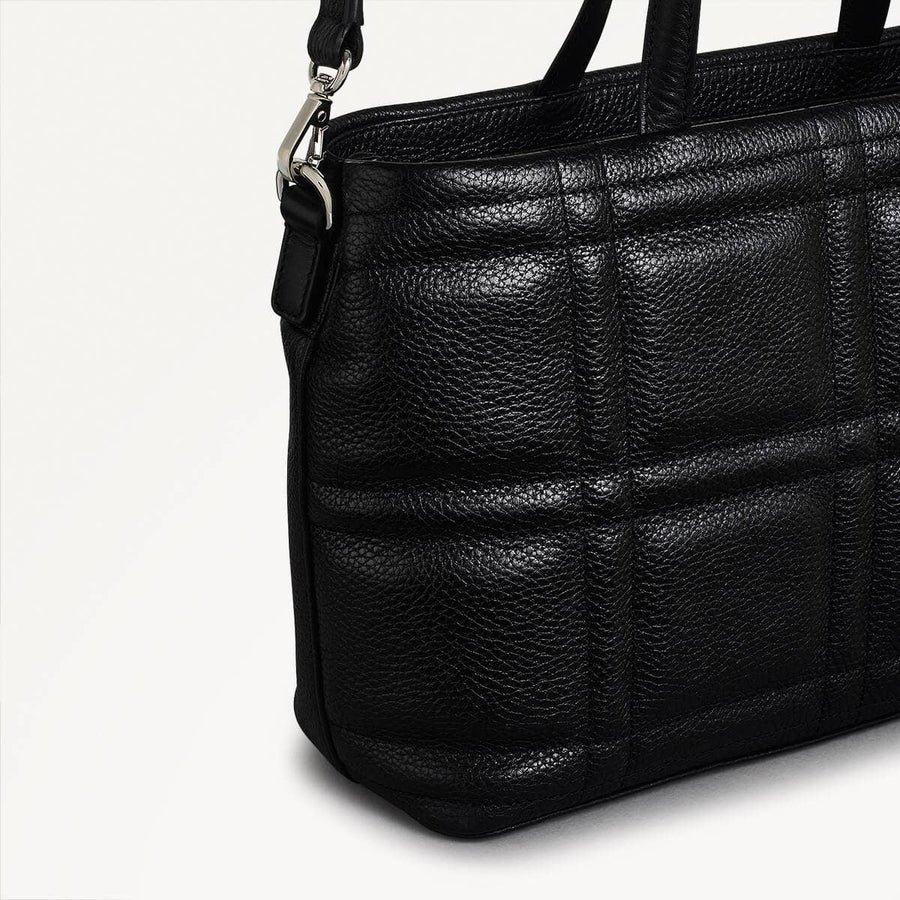 Sunny Dene Leather Small Ziptop Grab Bag in Black - 110391