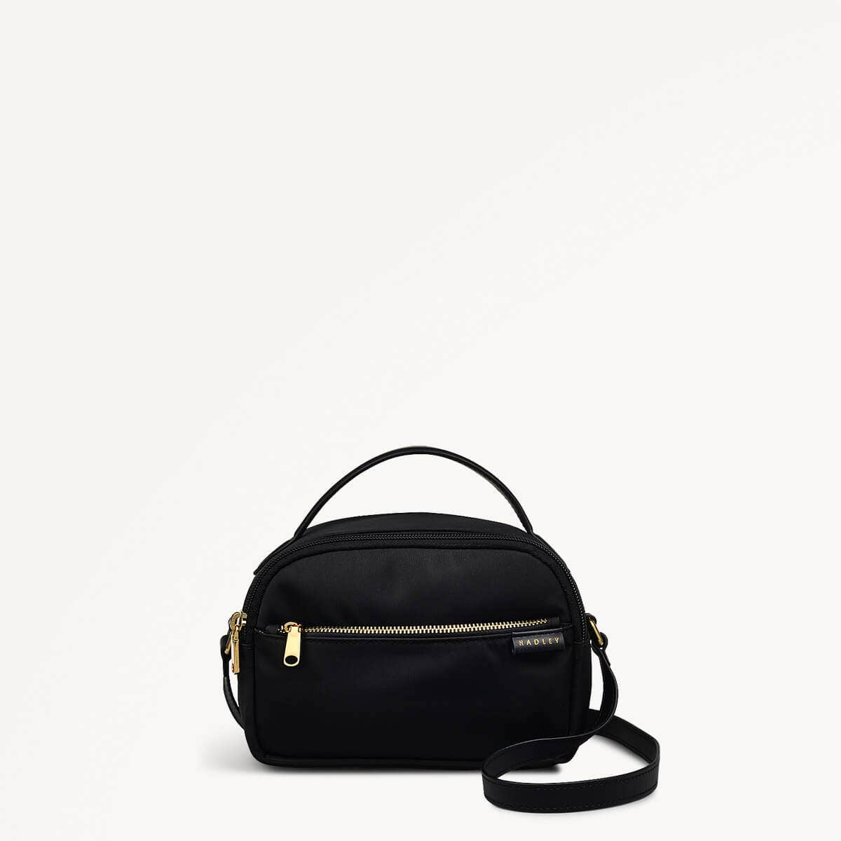 Montague Lane Fabric Mini Zip Around Crossbody Bag in Black - 110402
