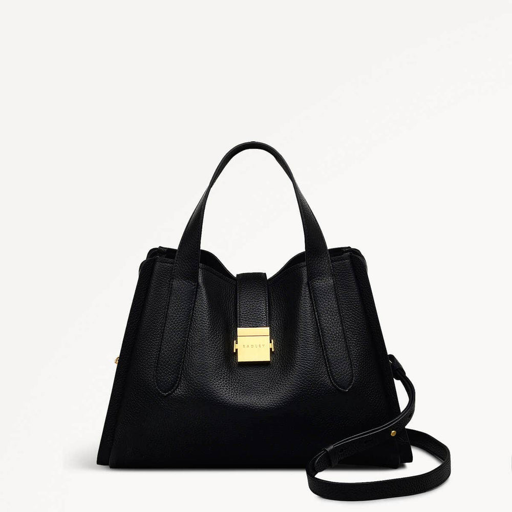 Sloane Street Leather Medium Ziptop Grab Bag in Black - 110429