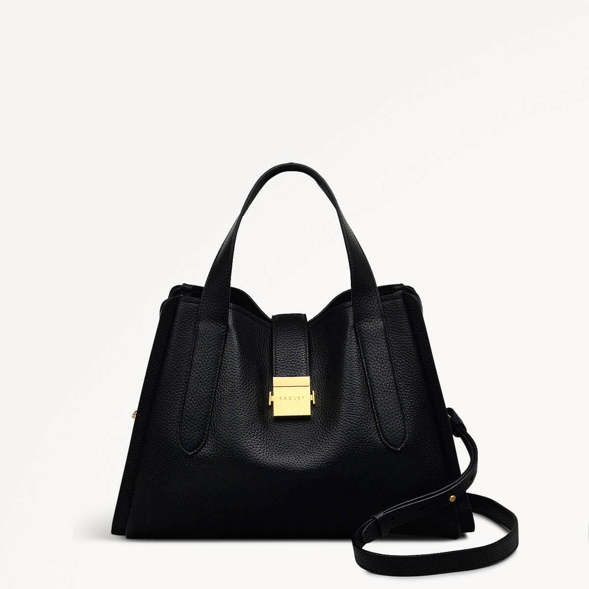 Sloane Street Leather Medium Ziptop Grab Bag in Black - 110429