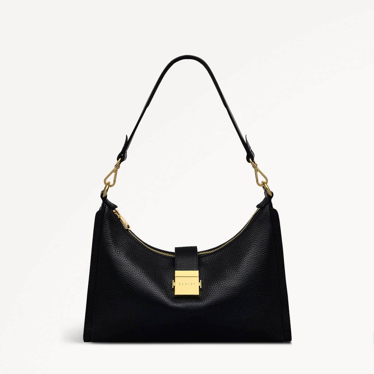 Sloane Street Leather Medium Ziptop Shoulder Bag in Black - 110431