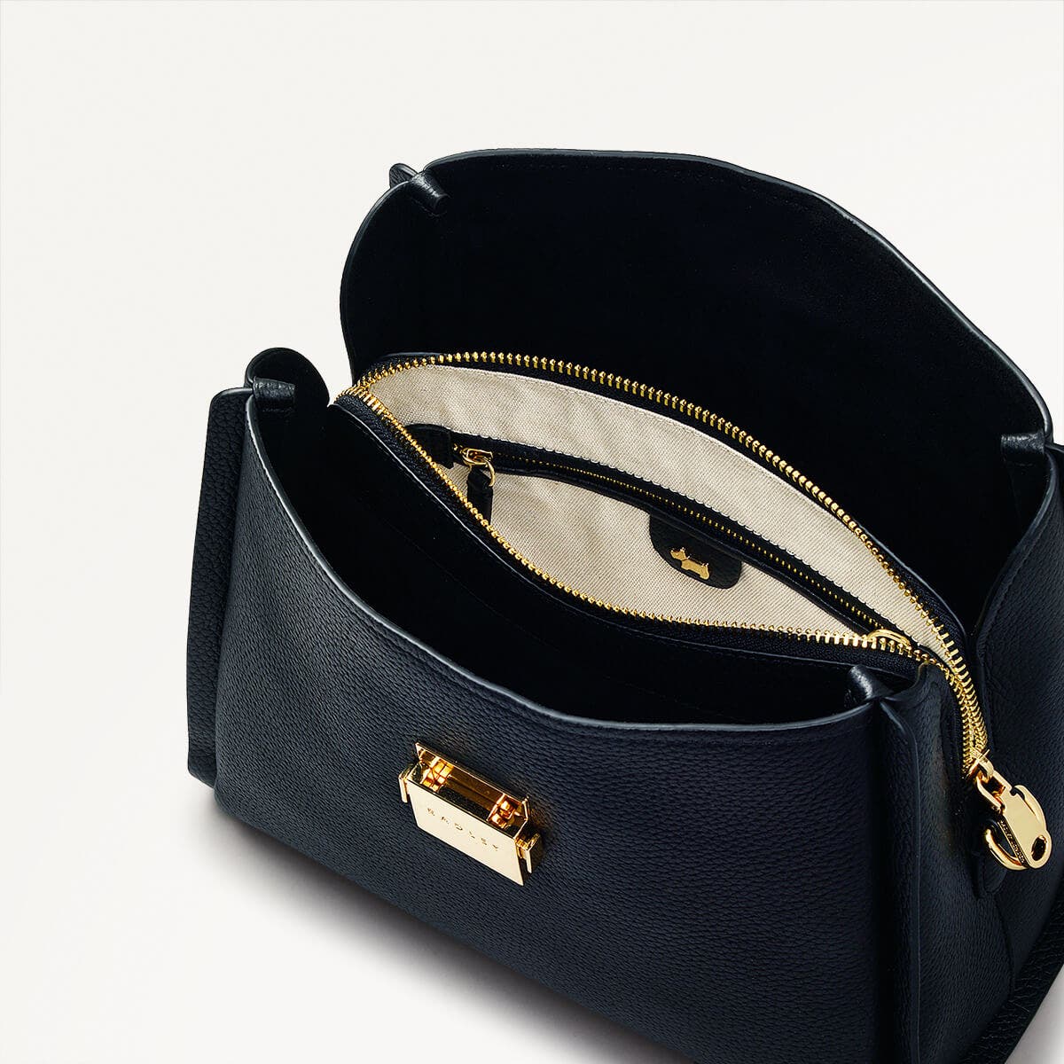 Sloane Street Leather Medium Ziptop Crossbody Bag in Black - 110432