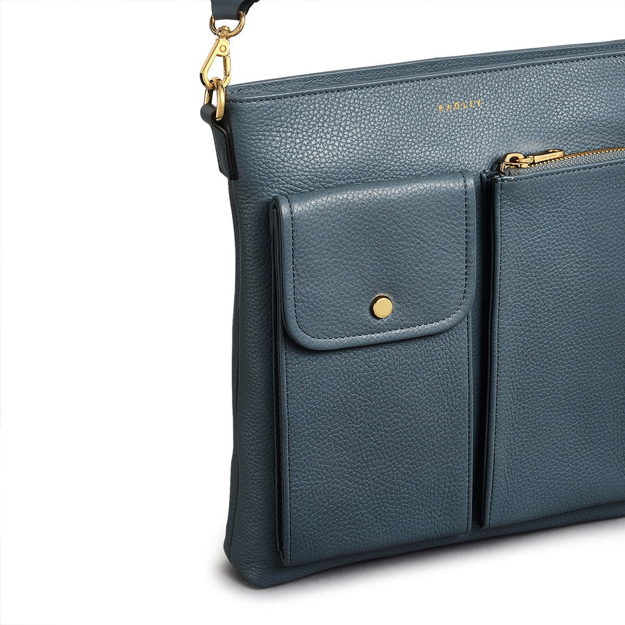 Selby Crescent Leather Small Ziptop Crossbody Bag in Uniform - 110466