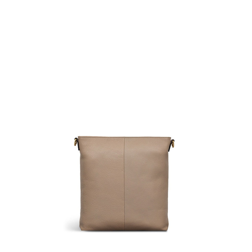 Selby Crescent Leather Small Ziptop Crossbody Bag in Silt - 110467