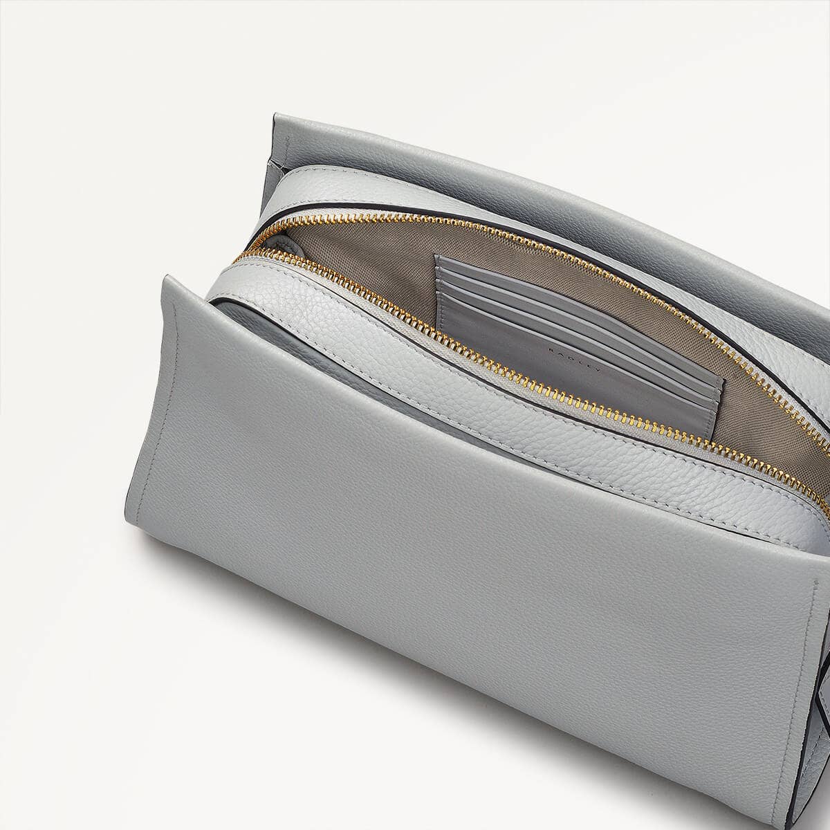 Arlington Court Leather Small Zip Around Crossbody Bag in Goose Grey - 110521