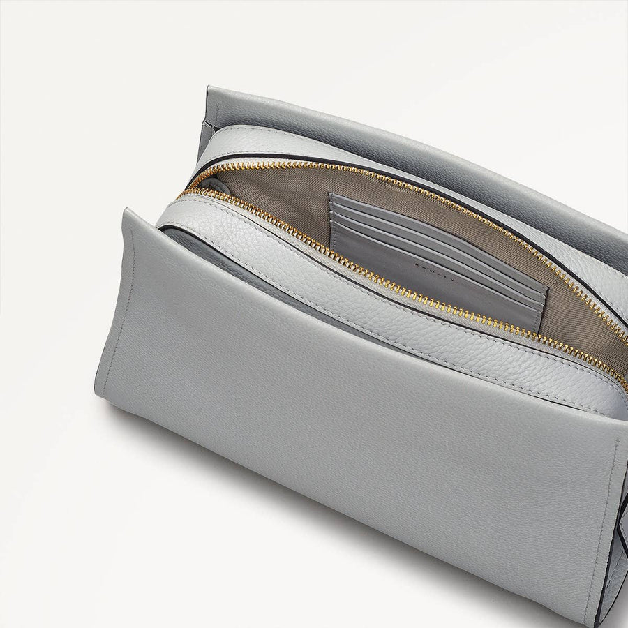 Arlington Court Leather Small Zip Around Crossbody Bag in Goose Grey - 110521