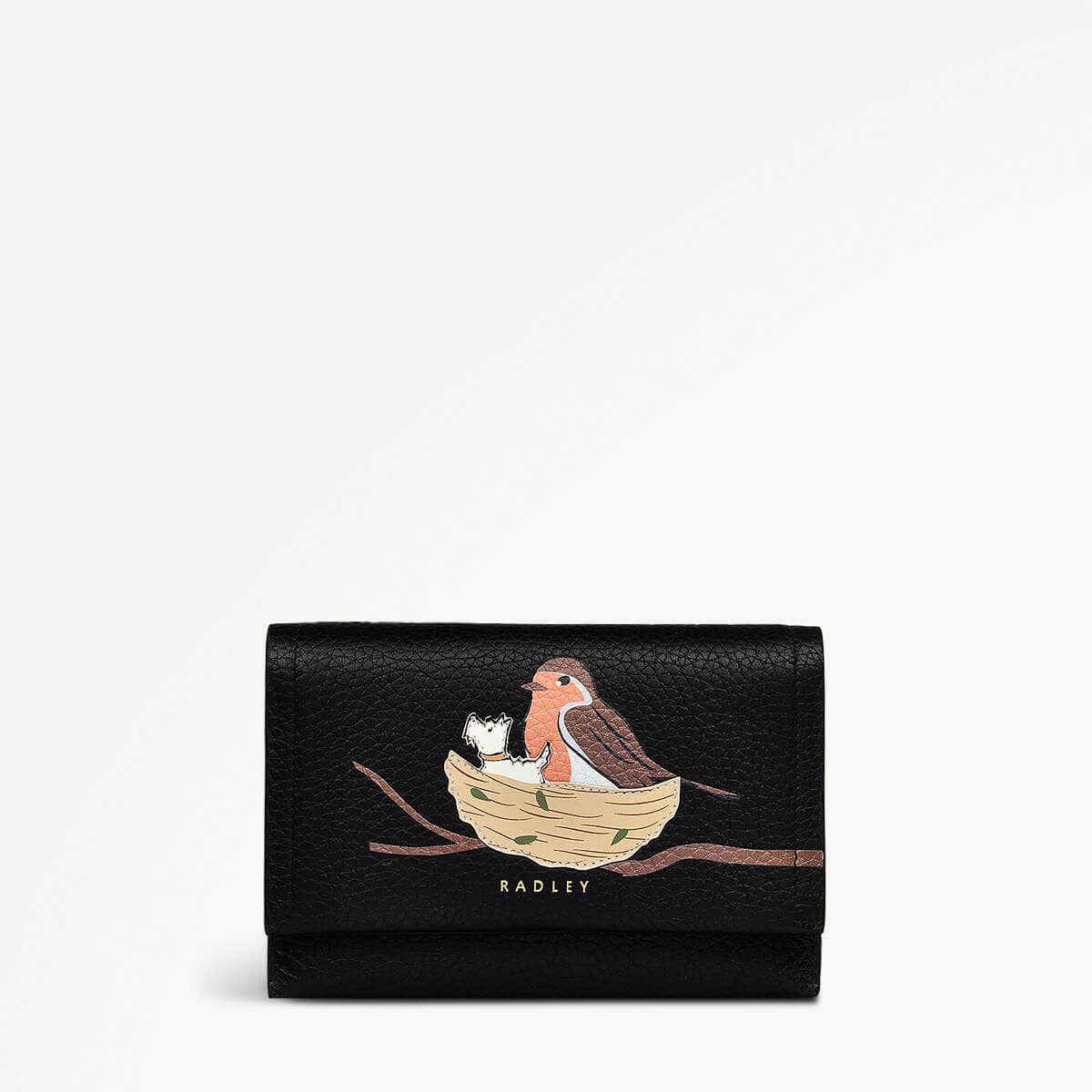 Robin Leather Robin Medium Flapover Wallet Black in Black - 110604