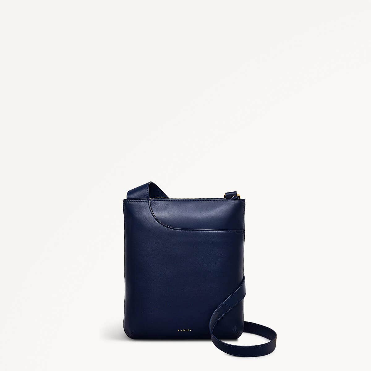 Pockets Leather Medium Ziptop Cross Body Bag in Ink - 110619