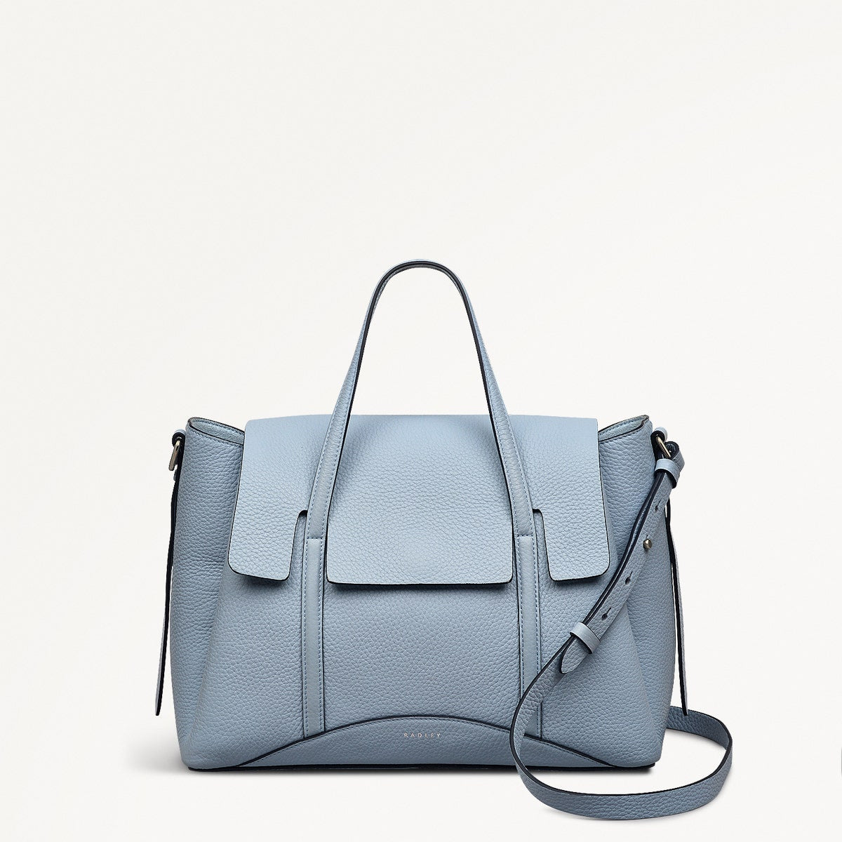 The Chancery Leather Medium Flapover Grab Bag in Smoke Blue - 110644