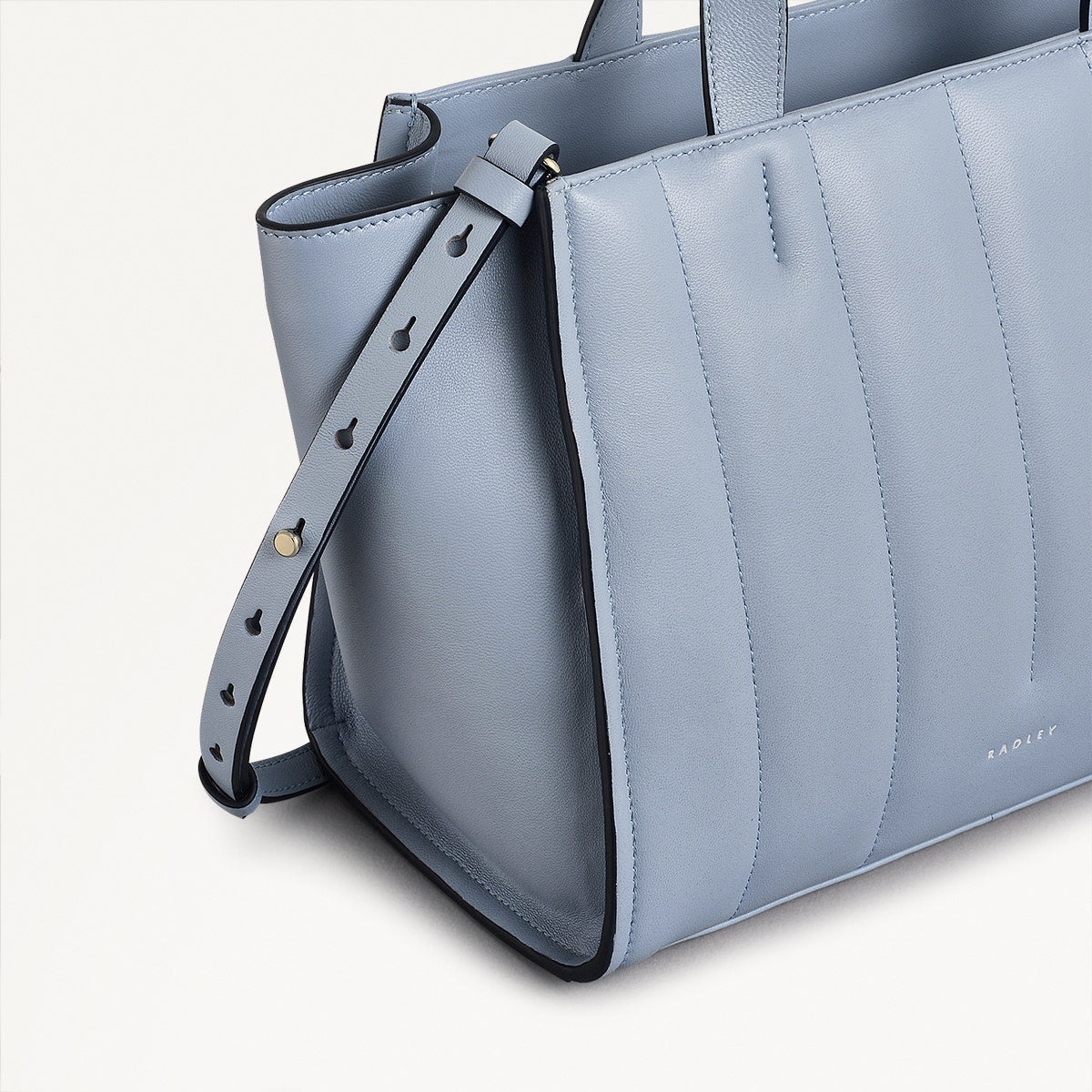 Oak Street Leather Medium Ziptop Grab Bag in Smoke Blue - 110661