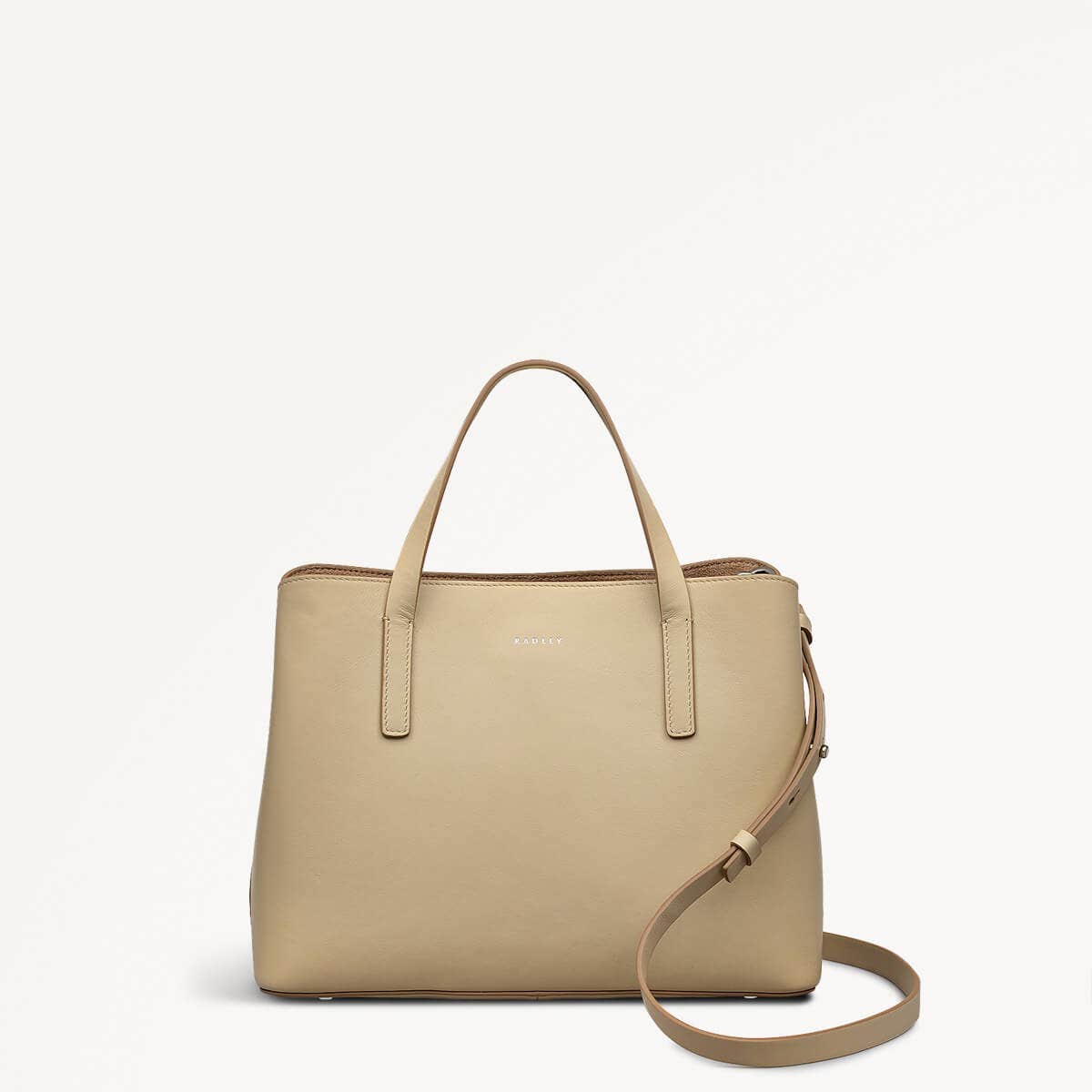 Dukes Place Leather Medium Ziptop Grab Bag in Stone - 110671