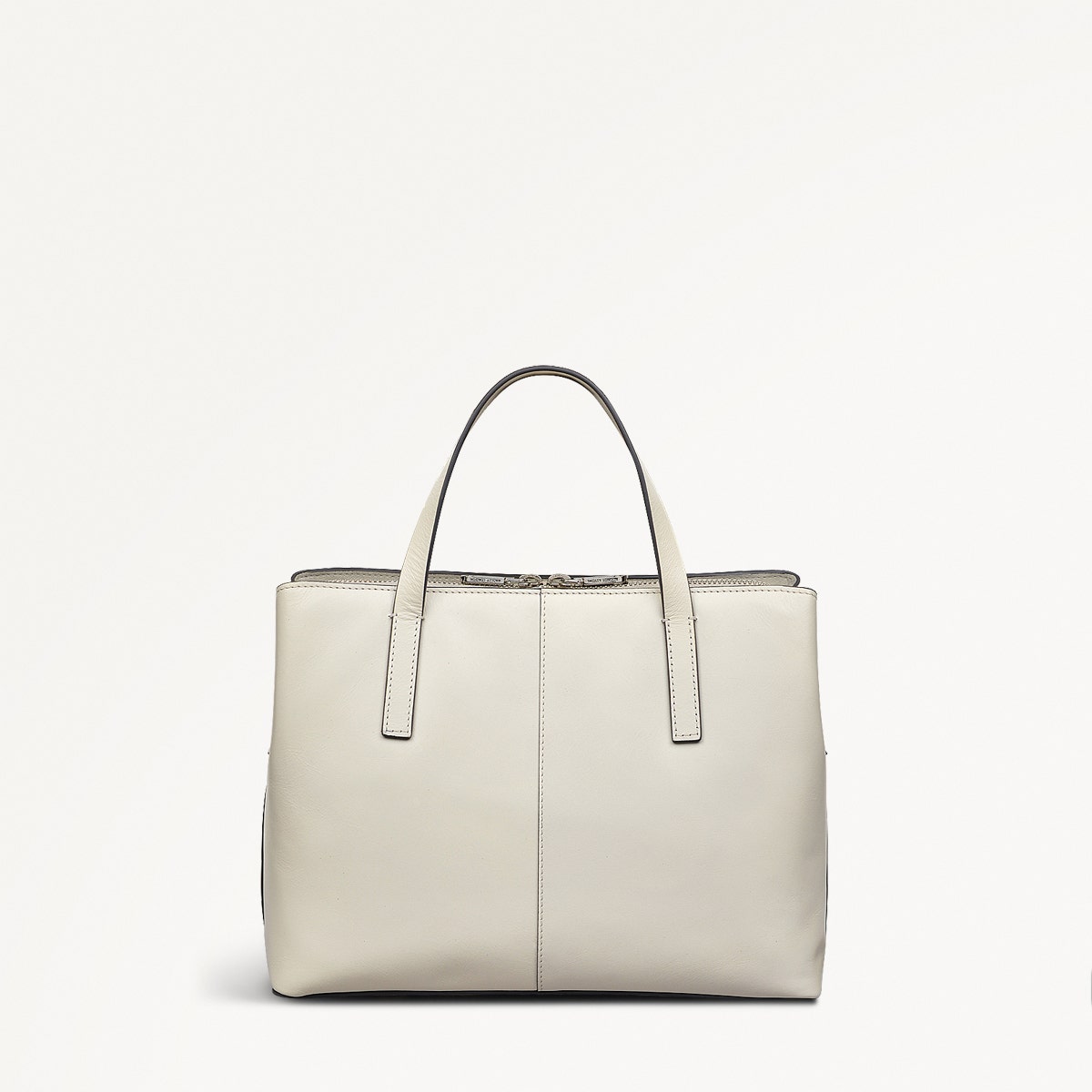 Dukes Place Leather Medium Ziptop Grab Bag in Chalk - 110675