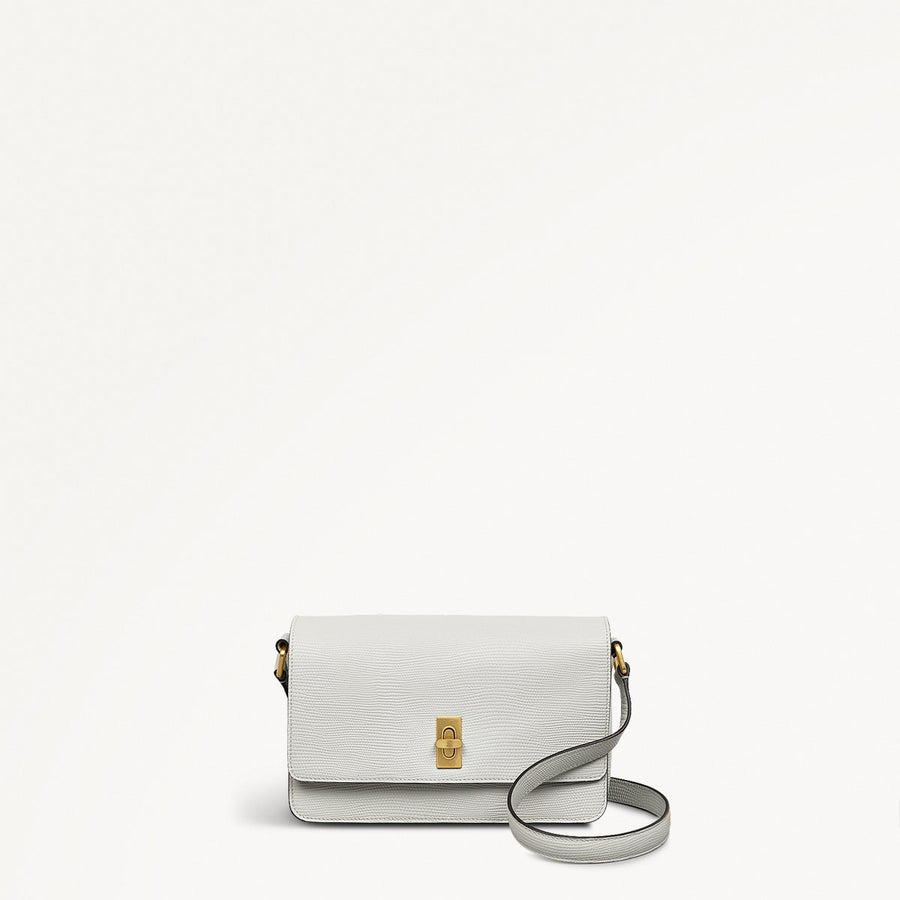 Threadneedle Street Leather Small Flapover Crossbody Bag in Mist - 110686