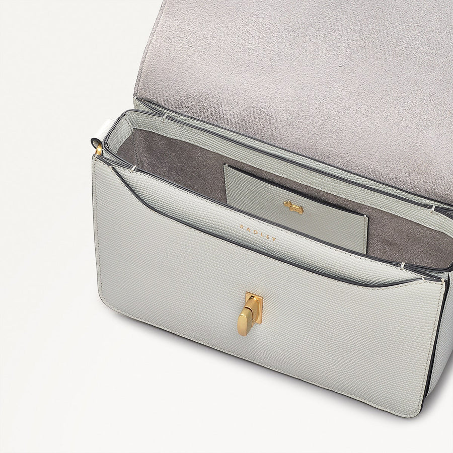 Threadneedle Street Leather Small Flapover Crossbody Bag in Mist - 110686