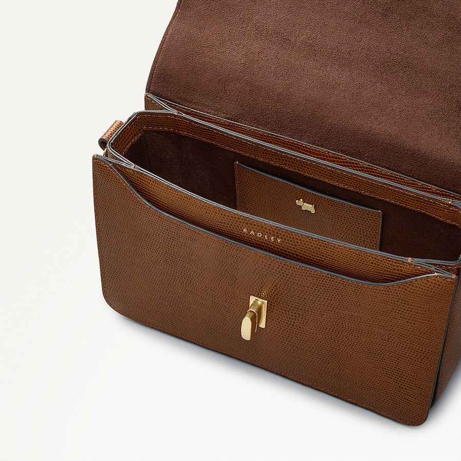 Threadneedle Street Leather Small Flapover Crossbody Bag in Saddle - 110687