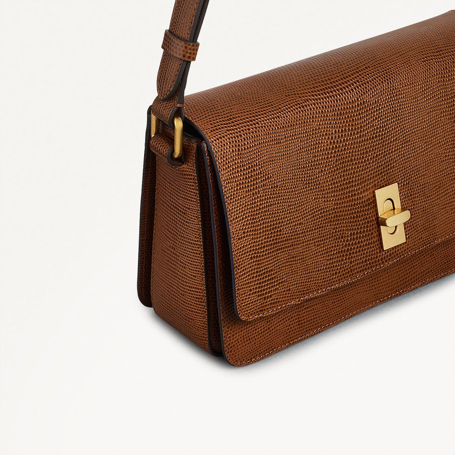 Threadneedle Street Leather Small Flapover Crossbody Bag in Saddle - 110687