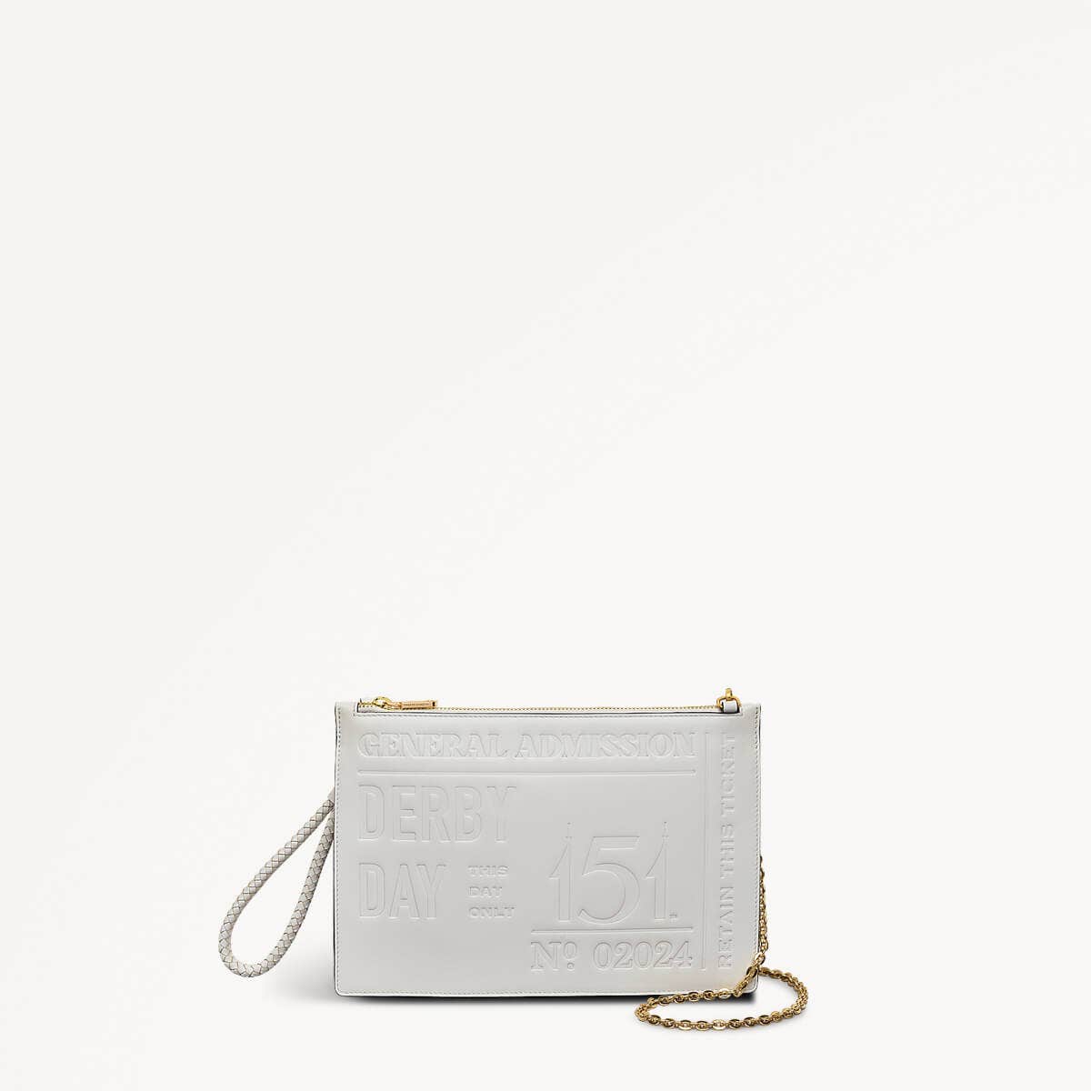 Kentucky Derby SS25 Leather Medium Ziptop Cross Body Bag in Chalk - 110704