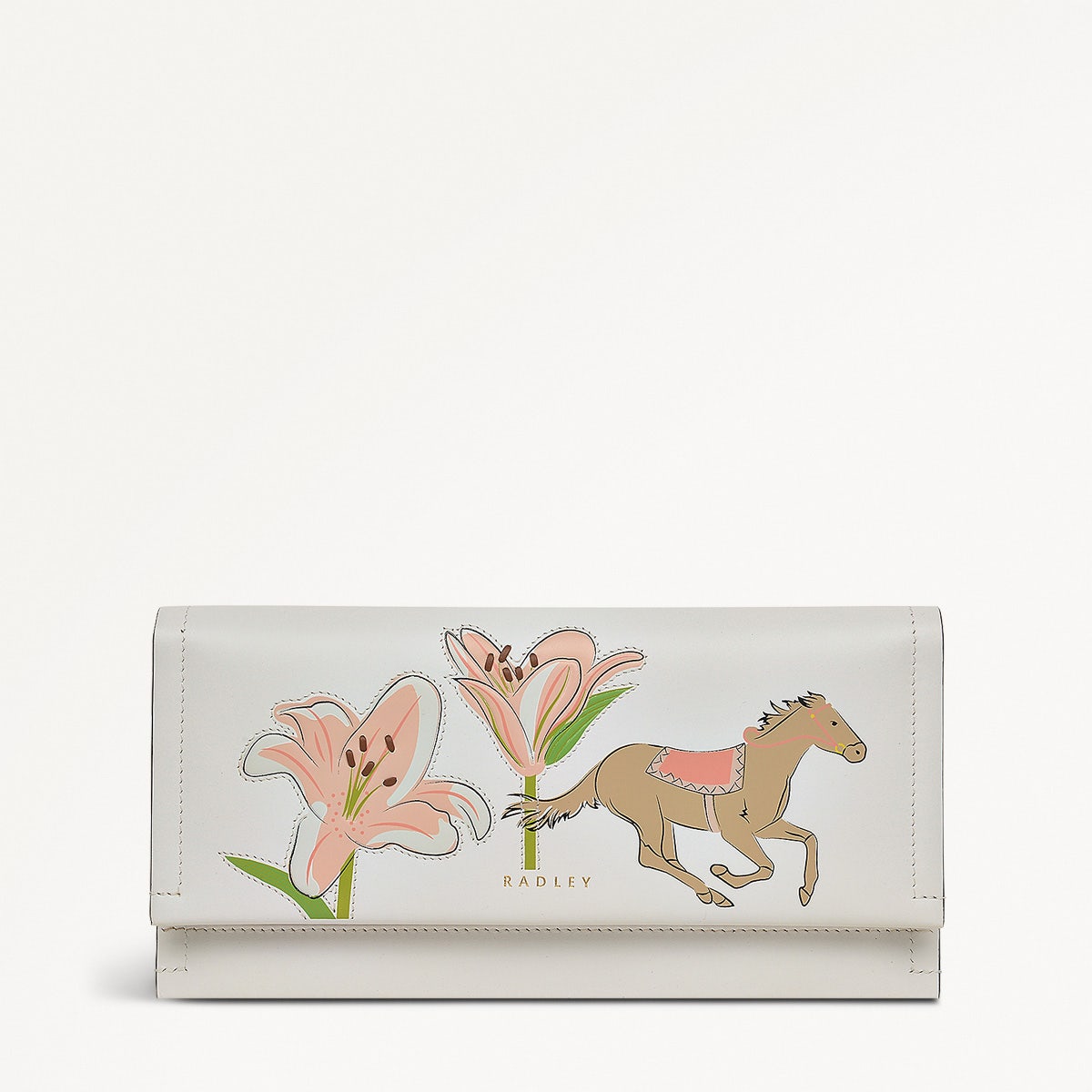 Kentucky Derby SS25 Leather Large Flapover Wallet in Chalk - 110725