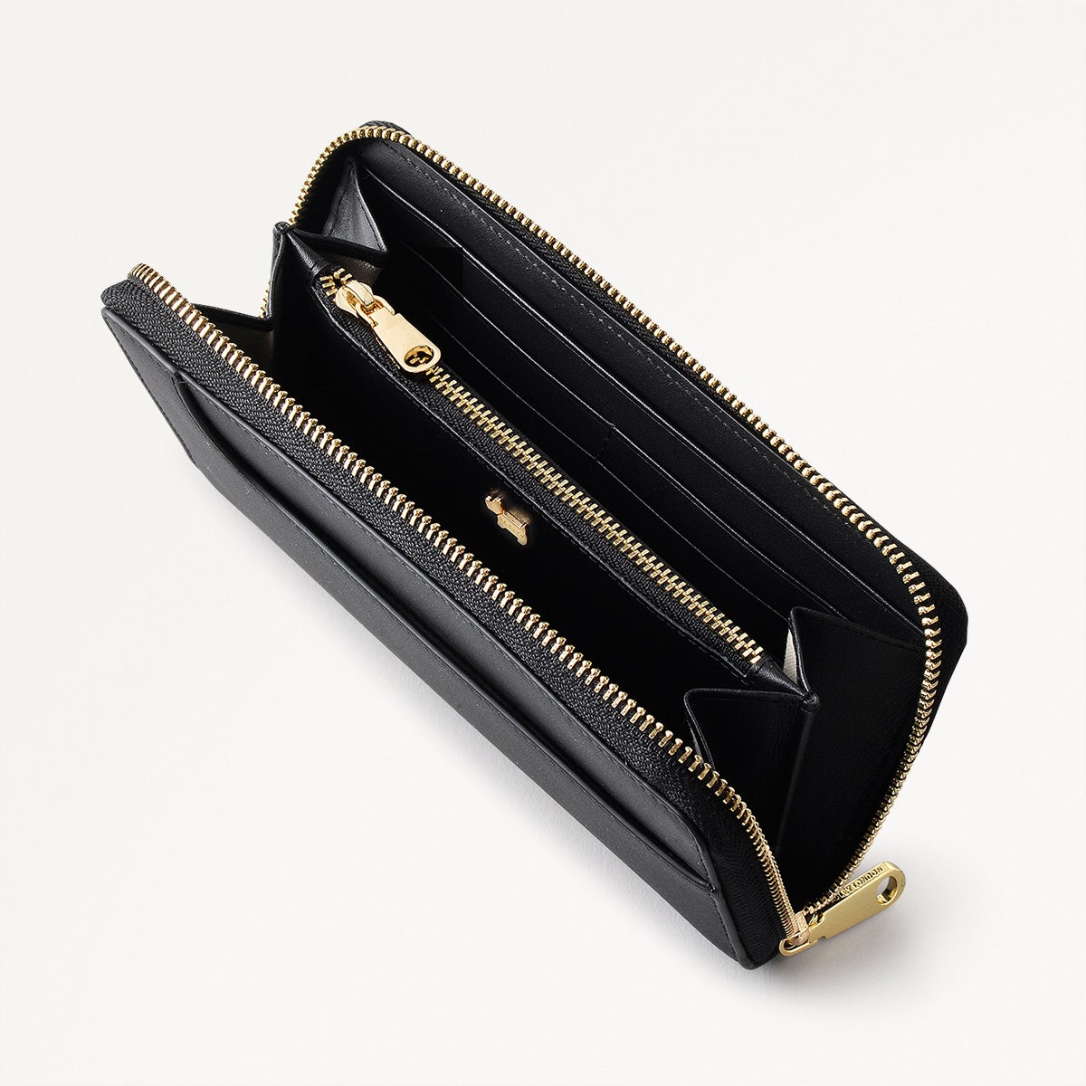 Pockets Leather Large Zip Around Wallet in Black - 110749